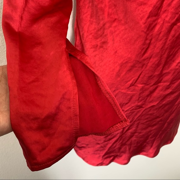 Princess Polly Star Power Red Satin Long Sleeve Cowl Neck Mini Dress - Picture 7 of 11